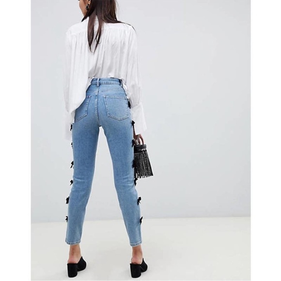ASOS Farleigh Bow Detail High Rise Jeans Size 26 - Picture 2 of 6